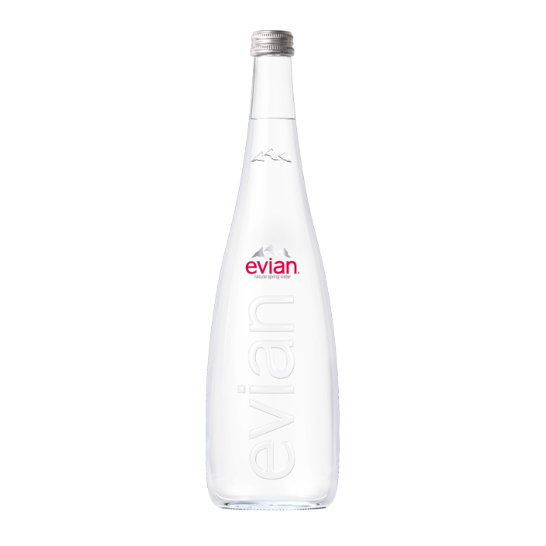 MIIZU Evian Natural Mineral Water 12x750ml Glass Bottle